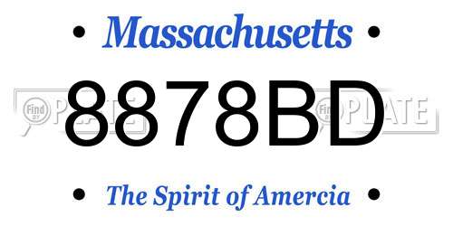 8878BD Massachusetts License Plate