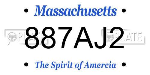 887AJ2 Massachusetts License Plate