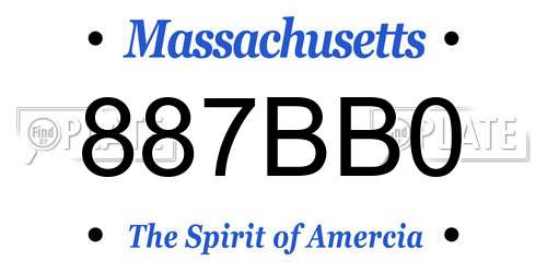 887BB0 Massachusetts License Plate