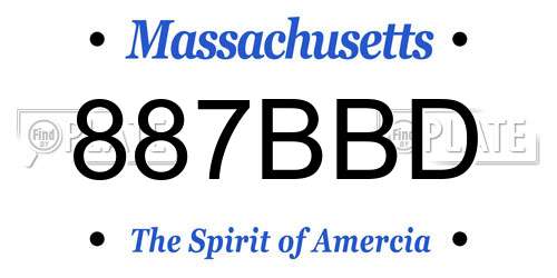 887BBD Massachusetts License Plate