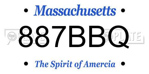 887BBQ Massachusetts License Plate