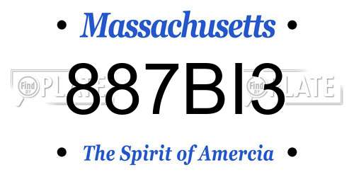 887BI3 Massachusetts License Plate