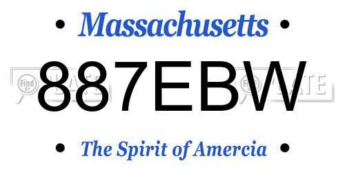 887EBW Massachusetts License Plate