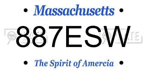 887ESW Massachusetts License Plate