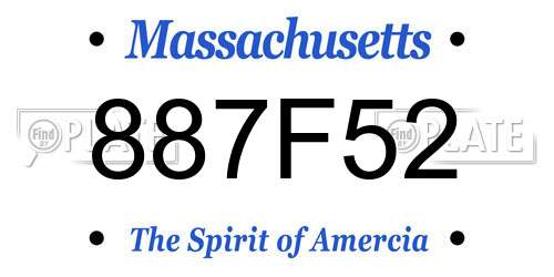 887F52 Massachusetts License Plate