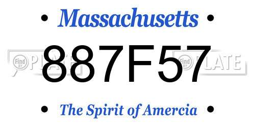 887F57 Massachusetts License Plate