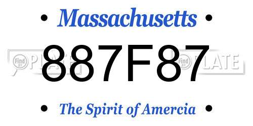 887F87 Massachusetts License Plate