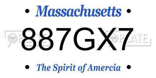 887GX7 Massachusetts License Plate