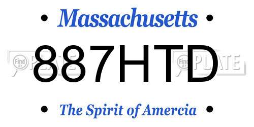 887HTD Massachusetts License Plate