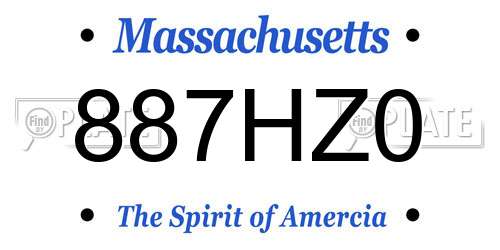 887HZ0 Massachusetts License Plate