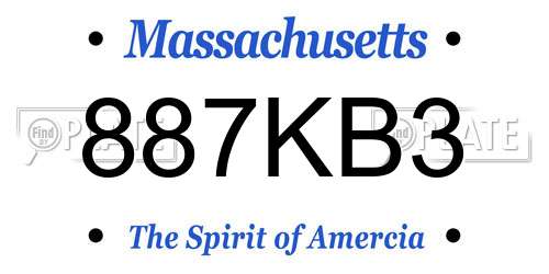 887KB3 Massachusetts License Plate