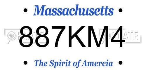 887KM4 Massachusetts License Plate