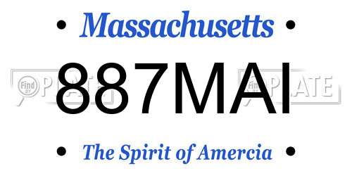 887MAI Massachusetts License Plate