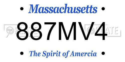 887MV4 Massachusetts License Plate