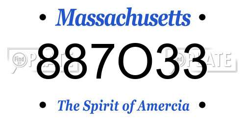 887O33 Massachusetts License Plate