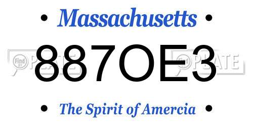 887OE3 Massachusetts License Plate