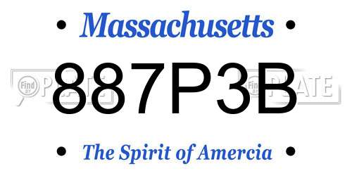 887P3B Massachusetts License Plate