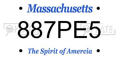 887PE5 Massachusetts License Plate