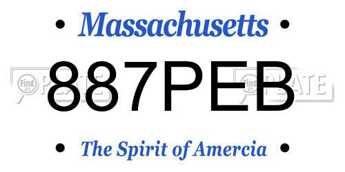 887PEB Massachusetts License Plate