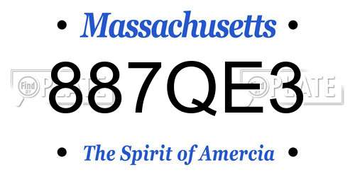 887QE3 Massachusetts License Plate