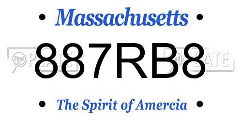 887RB8 Massachusetts License Plate