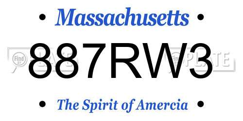 887RW3 Massachusetts License Plate