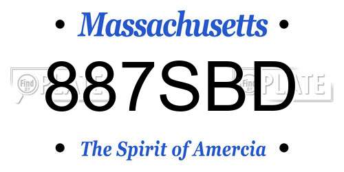 887SBD Massachusetts License Plate