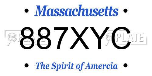 887XYC Massachusetts License Plate