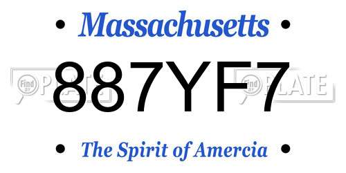 887YF7 Massachusetts License Plate
