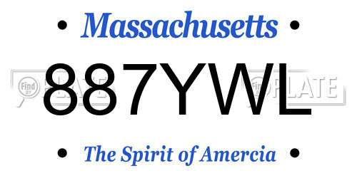 887YWL Massachusetts License Plate