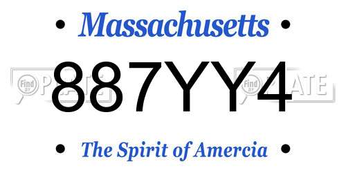 887YY4 Massachusetts License Plate