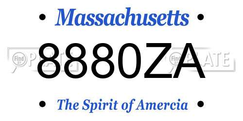 8880ZA Massachusetts License Plate