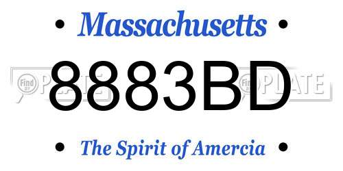 8883BD Massachusetts License Plate