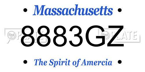 8883GZ Massachusetts License Plate