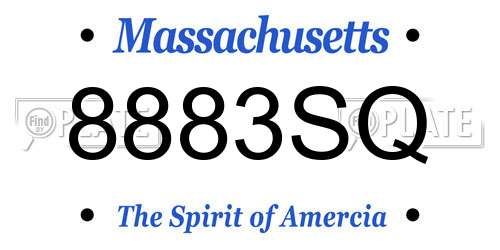 8883SQ Massachusetts License Plate