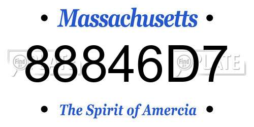 88846D7 Massachusetts License Plate