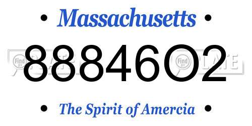 88846O2 Massachusetts License Plate
