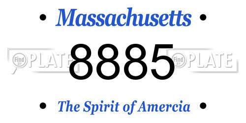 8885 Massachusetts License Plate