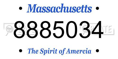 8885034 Massachusetts License Plate