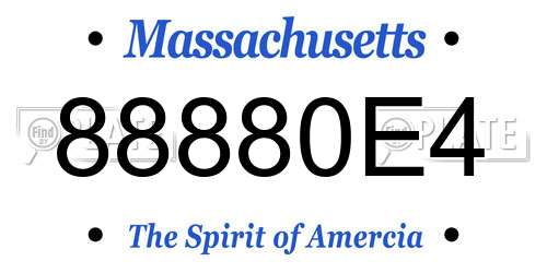 88880E4 Massachusetts License Plate