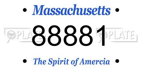 88881 Massachusetts License Plate