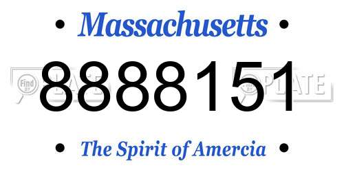 8888151 Massachusetts License Plate