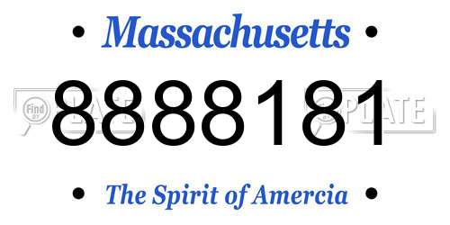 8888181 Massachusetts License Plate
