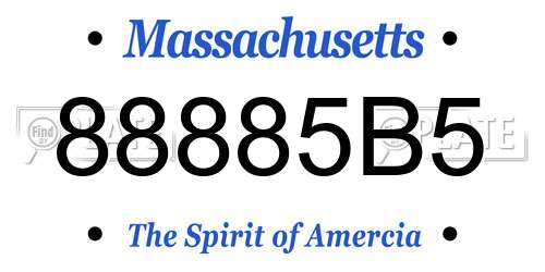 88885B5 Massachusetts License Plate