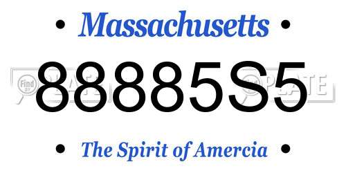 88885S5 Massachusetts License Plate