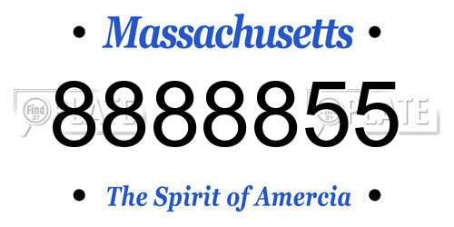 8888855 Massachusetts License Plate