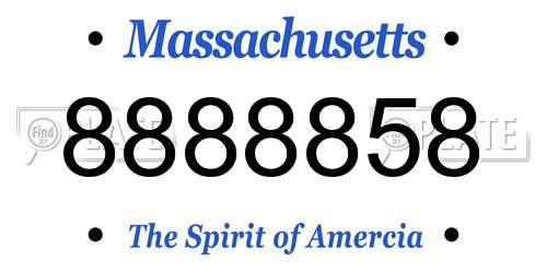8888858 Massachusetts License Plate