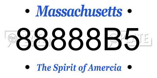 88888B5 Massachusetts License Plate