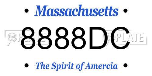 8888DC Massachusetts License Plate
