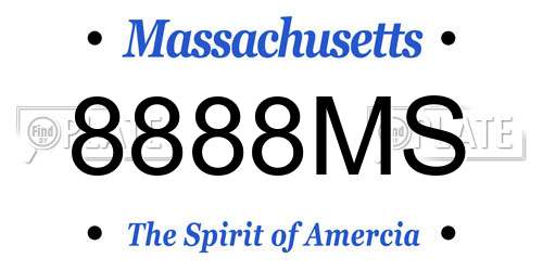8888MS Massachusetts License Plate